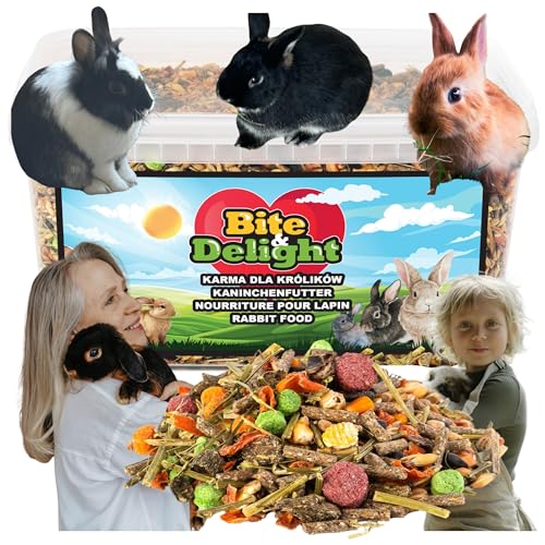 Bite & Delight Kaninchenfutter - Strukturmüsli - Hasenfutter für Zwergkaninchen - Förderung der Verdauung, ohne Zusatz von Zucker und Getreide - Strukturfutter mit Kräuter - 2500 ml von Bite & Delight