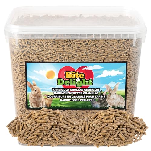 Bite & Delight Kaninchenfutterpellets - Alleinfuttermittel für Hasen, Kaninchen und Zwergkaninchen - Komplettfutter ohne Zuckerzusatz - Universelles Futter mit Mineralstoffen, Vitaminen 10000 ml 6kg von Bite & Delight