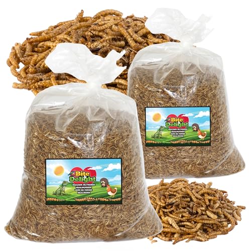 Bite & Delight Premium Mehlwürmer Getrocknet - Proteinreiches und Fettreiches Vogelfutter Wildvögel Ganzjährig - Igelfutter - Eichhörnchen Futter - Hamster Futter - Universalfutter - 10 kg von Bite & Delight