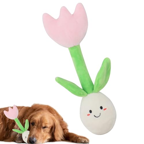 Bitong Dog Treat Plush Toy - Dog Slow Feeding Treat Toy | Cartoon Flower Shape Chewing Plush Tething Toy for Pets Cat Dog von Bitong