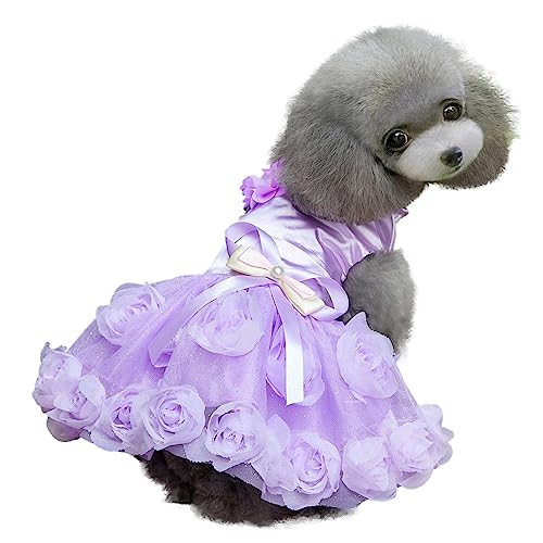 Bitong Kleines Hundekleid - Sommer-Welpen-Kleidung-Outfit-Bekleidung,Niedliches Haustierkleid aus Spitze für Hochzeit, Geburtstag, Alltagskleidung des Haustiers von Bitong