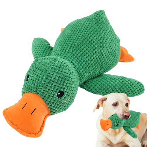 Bitong The Mellow Duck Hundespielzeug, quietschendes interaktives Hundespielzeug, Quack-Quack-Ente Hundespielzeug, beruhigendes Kissen, Plüschtiere mit Quietscher, keine Füllung, weiche von Bitong