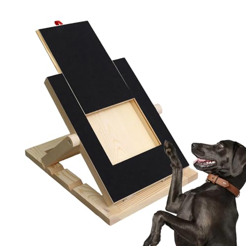 Dog Nail Scratch Board File, Multifunktionale Kratzbretter für Hunde, Holz Hund Nagelfeile Board, Welpennagelschleifpad mit eingebauter Snackbox, stabiles Hundepfoten Kratzbrett von Bitong