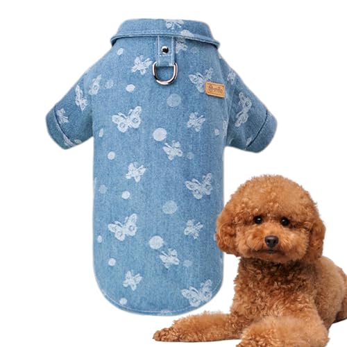 Hemd für kleine Hunde, Denim-Shirts für kleine Hunde, niedliche Hundekleidung, bequeme Hundebekleidung, weiche Welpenkleidung für Zwergspitz, Hunde, Reisen von Bitong