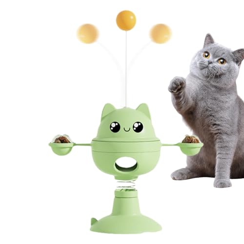 Katzen-Leckerli-Spender Spielzeug - Beißspielzeug Katzenspielzeug - Multifunktionales Kätzchenspielzeug mit Saugnapf, drehbarer Futterspender, Katzenjagdspielzeug, interaktives Katzenspielzeug von Bitong