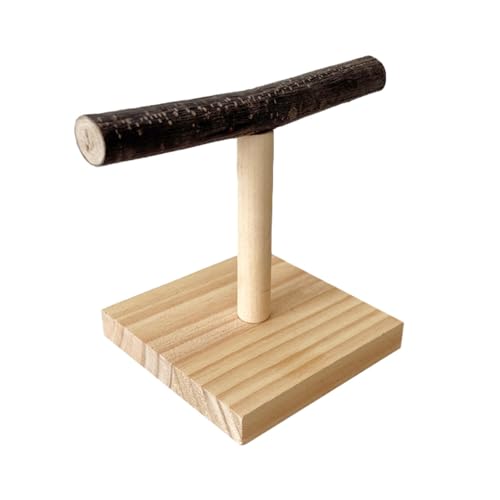 Papageien-T-Ständer, Nymphensittich-Sitzstange aus Holz, Vogel-Spielständer, Tisch-Sitzstange für Papageien, tragbarer Trainingsspielplatz, Vogelkäfig-Spielzeug für kleine Nymphensittiche von Bitong