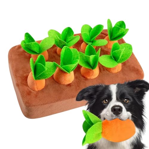 Versteckspiel-Plüsch-Hundespielzeug, interaktives Hunde-Karotten-Plüschspielzeug | Weiche interaktive Schnüffelmatte für Haustiere | Süßes Karotten-Ernte-Spielzeug, gefüllte Karotten-Plüsch-Futter-Sch von Bitong