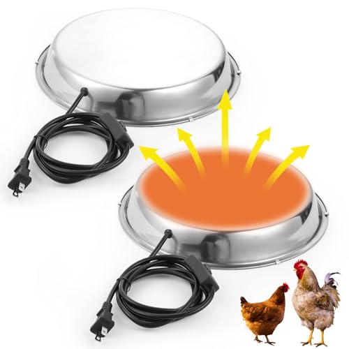 2 Stück Geflügel Beheizte Hühner-Bewässerung, Huhn Haustier Wassererhitzer 55 Watt für Winter Enteiser Beheizter Boden, Haustier Wasserheizung für Metall Geflügel Brunnen von Biubiucat