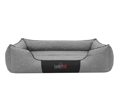 Bjird Hundebett - Hundekorb für kleine mittelgroße & große Hunde - Hundekissen - Hundesofa - Bezug abnehmbar und waschbar - Comfort - Größe: XL/XXL - Grau Kunstleinen von Bjird