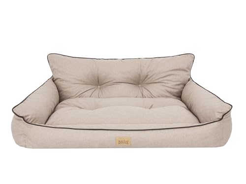 Bjird Hundebett - Hundekorb für kleine mittelgroße & große Hunde - Hundekissen - Hundesofa - EInfach zu reinigen - Joker Gesteppt - Größe: XL/XXL: 132 x 106 cm - Beige Kunstleinen von Bjird