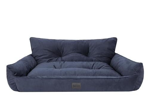 Bjird Hundebett - Hundekorb für kleine mittelgroße & große Hunde - Hundekissen - Hundesofa - EInfach zu reinigen - Joker Gesteppt - Größe: M: 82 x 63 cm - Navyblau Fancy von Bjird