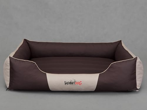 Bjird Hundebett - Hundekorb für kleine mittelgroße & große Hunde - Hundekissen - Hundesofa - Bezug abnehmbar und waschbar - Comfort - Größe: L - Braun mit Beige von Bjird