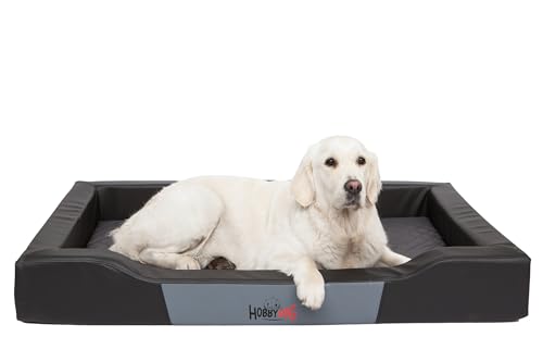 Bjird Hundebett - Hundekorb für kleine mittelgroße & große Hunde - Hundekissen - Hundesofa aus Kunstleder - Bezug abnehmbar und waschbar - Deluxe - Größe: S - Schwarz von Bjird