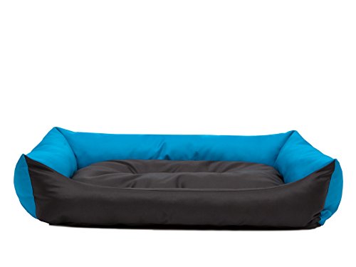 Bjird Hundebett - Hundekorb für kleine mittelgroße & große Hunde - Hundekissen - Hundesofa - Bezug abnehmbar und waschbar - Eco - Größe: L - Blau mit Schwarz von Bjird