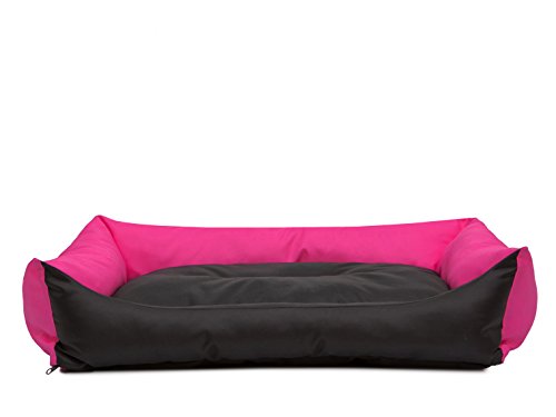 Bjird Hundebett - Hundekorb für kleine mittelgroße & große Hunde - Hundekissen - Hundesofa - Bezug abnehmbar und waschbar - Eco - Größe: L - Rosa mit Schwarz von Bjird