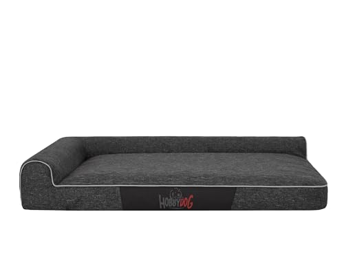 Bjird Hundebett - Hundekorb für kleine mittelgroße & große Hunde - Hundekissen - Hundesofa - Bezug abnehmbar und waschbar - Best - Größe: 80 x 53 x 18 cm [Größe: S] - Schwarz Kunstleinen von Bjird