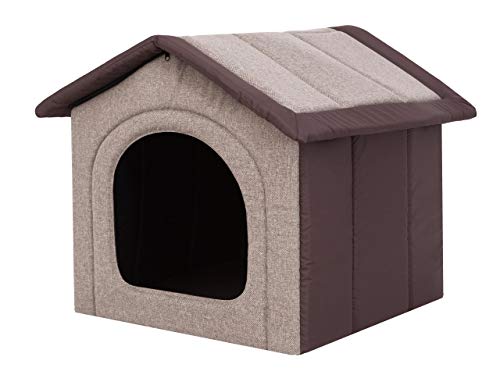 Hundehaus Hundehütte für große Hunde - Katzenhaus, Katzenhöhle - mit herausnehmbarem Dach - Tierhaus für Katzen und Hunde für Drinnen/Indoor - Cappuccino mit Braun - 70 x 60 x 63 cm [R5 / XXL] von Bjird