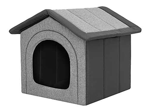 Hundehaus Hundehütte für große Hunde - Katzenhaus, Katzenhöhle - mit herausnehmbarem Dach - Tierhaus für Katzen und Hunde für Drinnen/Indoor - Graphit - 70 x 60 x 63 cm [R5 / XXL] von Bjird