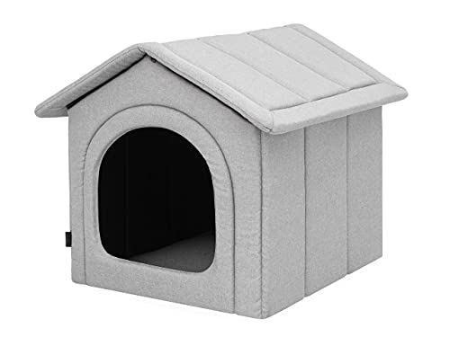 Hundehaus Hundehütte für kleine Hunde - Katzenhaus, Katzenhöhle - mit herausnehmbarem Dach - Tierhaus für Katzen und Hunde für Drinnen/Indoor - Asche - 38 x 32 x 38 cm [R1 / S] von Bjird