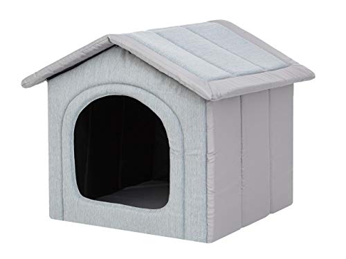 Hundehaus Hundehütte für kleine Hunde - Katzenhaus, Katzenhöhle - mit herausnehmbarem Dach - Tierhaus für Katzen und Hunde für Drinnen/Indoor - Taubegrau - 44 x 38 x 45 cm [R2 / M] von Bjird