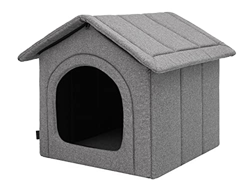 Hundehaus Hundehütte für mittelgroße Hunde - Katzenhaus, Katzenhöhle - mit herausnehmbarem Dach - Tierhaus für Katzen und Hunde für Drinnen/Indoor - Graphit - 60 x 55 x 60 cm [R4 / XL] von Bjird