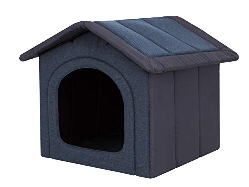 Hundehaus Hundehütte für mittelgroße Hunde - Katzenhaus, Katzenhöhle - mit herausnehmbarem Dach - Tierhaus für Katzen und Hunde für Drinnen/Indoor - Navyblau - 52 x 46 x 53 cm [R3 / L] von Bjird