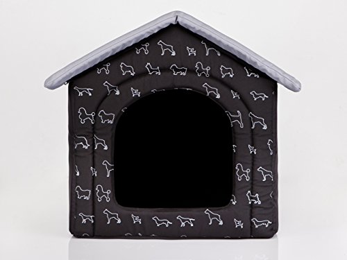 Hundehütte Hundehaus Hundehöhle für kleine mittelgroße und große Hunde - Katzenhaus, Katzenhöhle - Hundeliegen mit herausnehmbarer Dach - Standard - Größe: - Schwarz mit Hunden von Bjird