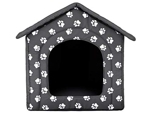 Hundehütte Hundehaus Hundehöhle für kleine mittelgroße und große Hunde - Katzenhaus, Katzenhöhle - Hundeliegen mit herausnehmbarer Dach - Standard - Größe: - Grau mit Pfoten von Bjird