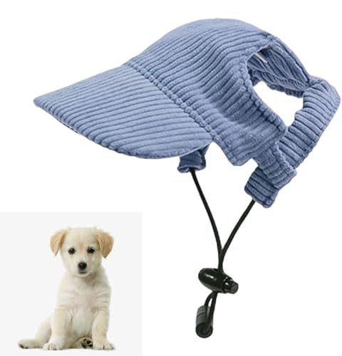 Hunde Baseballmütze, Hunde-Sonnenschutzkappe mit Ohrlöchern, Haustier Sommer Verstellbar Hut für Welpen Hunde Mütze, für Spaziergänge im Freien, um Einen Sonnenbrand Ihres Haustiers zu (Blau, M) von Bkemkri