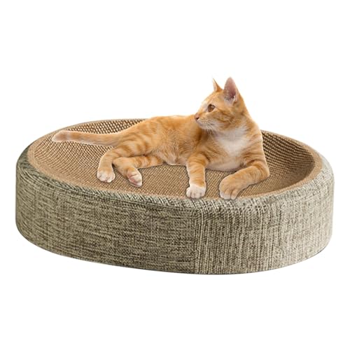 Bkljkf Ovales Sisal Kratzbrett für Katzen, Kratzbretter Katze, 2 in 1 Ovales Katzenkratzbretter Schüssel Nest, Lounge Kratzpappe Für Katzen Bett, Katze Kratzbrett, Krallenschleifen und Schlafen von Bkljkf