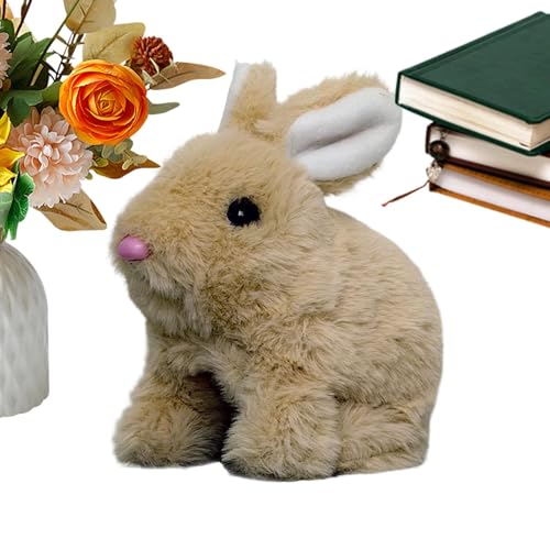 Bkljkf Realistischer Hasenplüsch, interaktiver Plüschhasen, Stoffed Bunny Interactive Plush Toy, Pädagogische elektronische Haustierspielzeug Realistischer Kaninchen hüpfen zuckend Mund -Wackelohren von Bkljkf