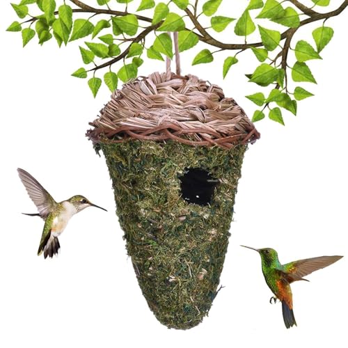 Bkljkf Vogelhäuser für außen, natürliches Kolibri Nest | Atmungsaktives Outdoor Tit Shelter,Tränendrop-Form-Nest, weastresistente Kolibri-Nest für Garten, Innenhof, Zäune von Bkljkf