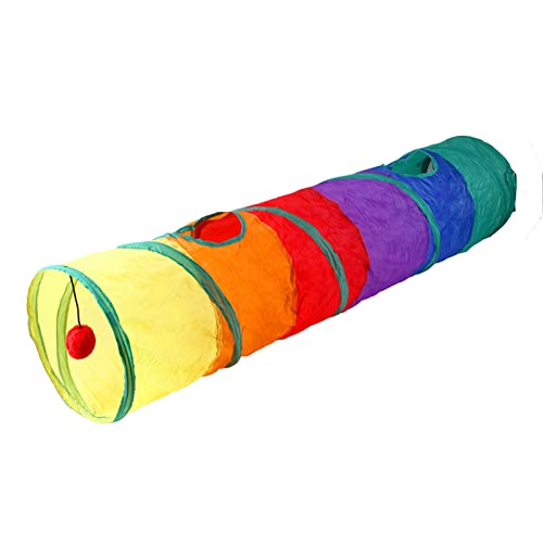 Blanketswarm Katzentunnel mit Spielball, Gerade Geformte Katzenröhren für Den Innenbereich, Zusammenklappbarer Katzenspieltunnel, Kätzchentunnel, Gucklochspielzeug für Kätzchen,(Gerader Tunnel) von Blanketswarm