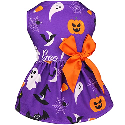 Hunde-Halloween-Kostüme, Mädchen, Hunde, Halloween-Kleid, dehnbar, lustige Hunde-Kostüme, Welpen-Kleidung mit Fliege, Hunde-Outfit für kleine Hunde, Katzen, Welpen (S) von Blaoicni