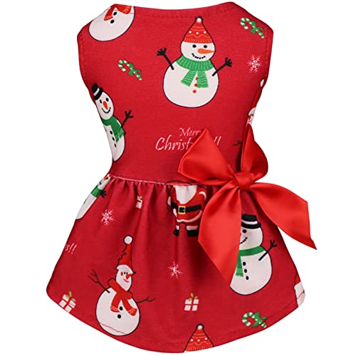 Hunde-Weihnachtskleid, Hunde-Weihnachtskostüme, Mädchen, Schneemann, dehnbares Hundekleid, lustige Hundekostüme, Welpenkleidung mit Fliege, Hunde-Outfit für kleine Hunde, Katzen, Welpen (XS) von Blaoicni