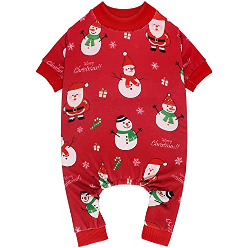 Hunde-Weihnachtspyjama, Schneemann, Hundekleidung, Hundekostüme, Hunde-Pyjama, dehnbar, lustige Hundekostüme, Hunde-Outfit, Hunde-Pyjama für kleine Hunde, Welpen, Katze (XS) von Blaoicni