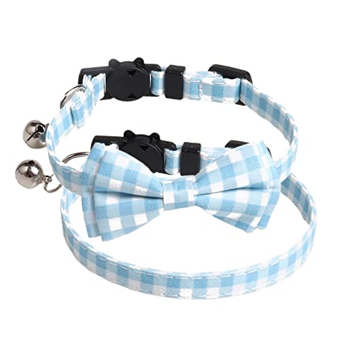 2 Stück Haustier Halsband,Verstellbare Katzenhalsband,Hunde Halsband mit Glöckchen und Kätzchenform Schnalle,Hundehalsband,Halsband Hund,Katzenhalsbänder,für Welpen Kätzchen,1 x 28 cm,Blaue Serie von Blausky