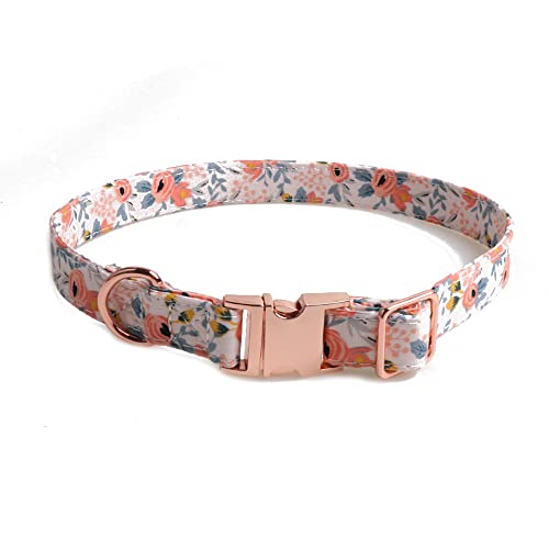 Blausky Halsung,Hundehalsband,Bunte Blumen Welpenhalsbänder,Einstellbare Schnellverschluss Haustier Halsband Katzenhalsbänder,für Welpen Kleine Mittel Hunde,Katze Haustierschwein,Orange B,2.0x30-45cm von Blausky