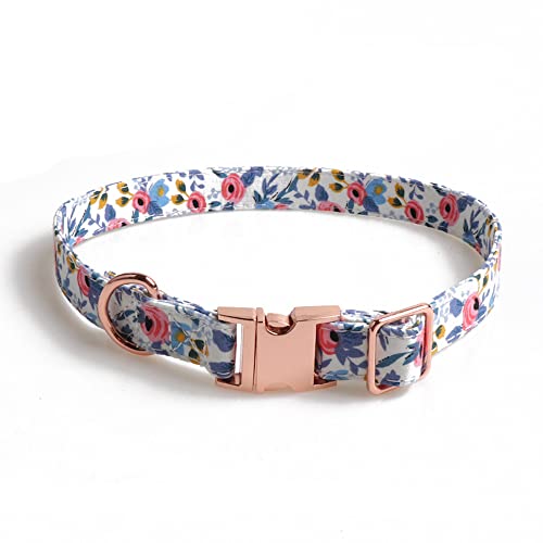 Halsung,Hundehalsband,Bunte Blumen Welpenhalsbänder,Einstellbare Schnellverschluss Haustier Halsband Katzenhalsbänder,für Welpen Kleine Mittel Hunde,Katze Haustierschwein,Blau B,2.0 x 30-45 cm von Blausky