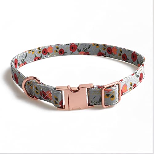 Halsung,Hundehalsband,Bunte Blumen Welpenhalsbänder,Einstellbare Schnellverschluss Haustier Halsband Katzenhalsbänder,für Welpen Kleine Mittel Hunde,Katze Haustierschwein,Graugrün B,2.0 x 30-45 cm von Blausky