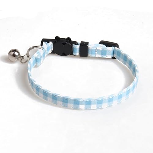 Haustier Halsband,Verstellbare Katzenhalsband,Hunde Halsband mit Gl鯿kchen und K鋞zchenform Schnalle,Hundehalsband,Halsband Hund,Katzenhalsb鋘der,f黵 Welpen K鋞zchen,1 x 28 cm,Blaues Karomuster A von Blausky