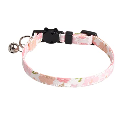 Haustier Halsband,Verstellbare Katzenhalsband,Hunde Halsband mit Gl鯿kchen und K鋞zchenform Schnalle,Hundehalsband,Halsband Hund,Katzenhalsb鋘der,f黵 Welpen K鋞zchen,1 x 28 cm,Rosa Blume A von Blausky