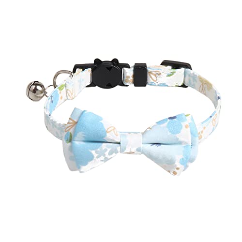 Haustier Halsband,Verstellbare Katzenhalsband,Hunde Halsband mit Gl鯿kchen und Schleifen,Hundehalsband,Katzenhalsb鋘der,Halsband Hund,f黵 Welpen Teddy K鋞zchen,1 x 28 cm,Blaue Blume von Blausky