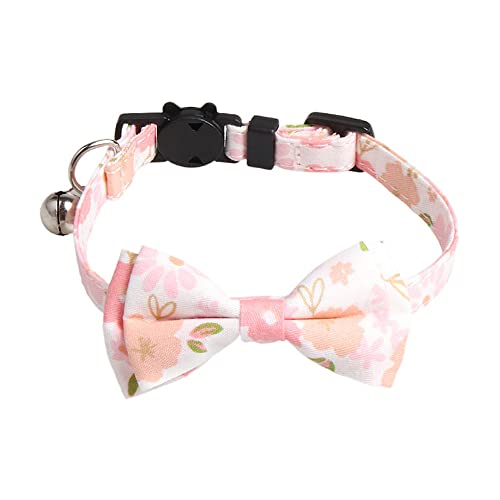 Haustier Halsband,Verstellbare Katzenhalsband,Hunde Halsband mit Gl鯿kchen und Schleifen,Hundehalsband,Katzenhalsb鋘der,Halsband Hund,f黵 Welpen Teddy K鋞zchen,1 x 28 cm,Rosa Blume von Blausky