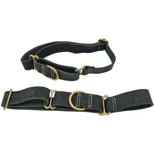 BlazingPaws® Vibrington Martingale Leder-Hundehalsband, zum Hineinschlüpfen, verstellbar, für große XL-XXL-Hunde, 3,8 cm breit, in bunten, dicken Used-Looks (Huntergrün, Größe XL: Halsumfang 48,3 - von BlazingPaws