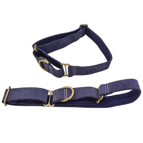 BlazingPaws® Vibrington Martingale Leder-Hundehalsband, zum Reinschlüpfen, verstellbar, für große XL-XXL-Hunde, 3,8 cm breit, in bunten, dicken Ledertönen im Used-Look (Indigoblau, XL: Halsumfang 48,3 von BlazingPaws