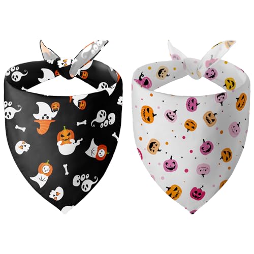 BlissBud Halloween-Hundehalstücher für Hunde, verstellbar, Dreieckstücher für Welpen, Größe M, 2 Stück von BlissBud