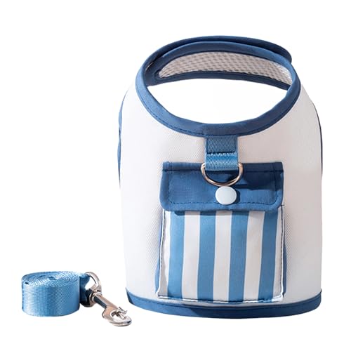 BlissBud Hundegeschirr, niedliches Vorderweste, Hundegeschirr, Set mit verstellbarer Leine und Tasche, Welpen-Walking-Ausrüstung für Haustierbesitzer, Blau, Größe L von BlissBud