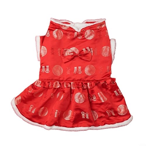 Hundekostüm für kleine und mittelgroße Hunde, Rot, chinesischer Cheongsam-Stil, Größe XS-XL (L) von BlissfulAbode