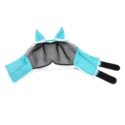 Blmirror Pferdefliegenmaske mit Ohren, Pferdemaske Gegen Mücken und Insekten, Ma Chao Comfort Fliegenmaske, Pferdekopfmaske, Blau von Blmirror